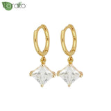 Purple Crystal Star Hoop Earrings 925 Silver