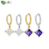 Purple Crystal Star Hoop Earrings 925 Silver