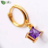 Purple Crystal Star Hoop Earrings 925 Silver