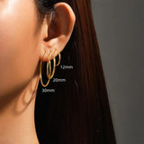 925 Silver Hoop Earrings Set 18k Plated Thin Ear Buckle