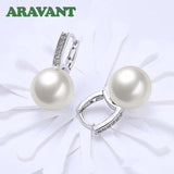 925 Silver 18K Pearl Drop Earrings Wedding Jewelry