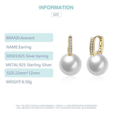925 Silver 18K Pearl Drop Earrings Wedding Jewelry