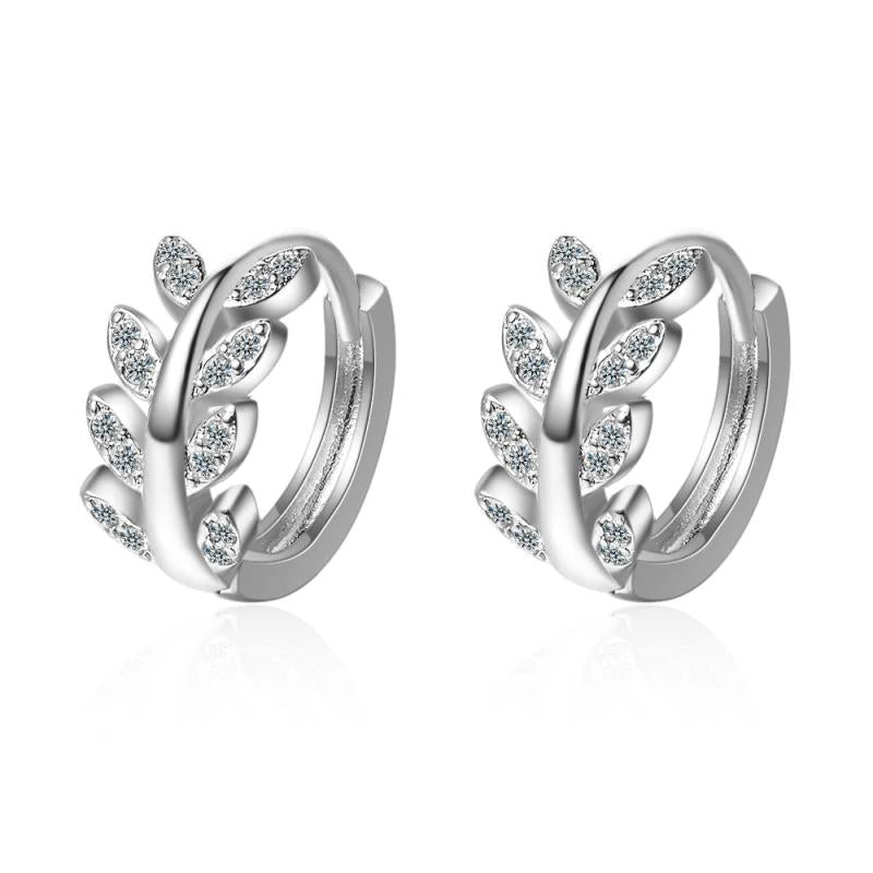 Moissanite Diamond Hoop Earrings Sterling Silver Leaf Fish Bones 14k