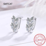 Moissanite Diamond Hoop Earrings Sterling Silver Leaf Fish Bones 14k