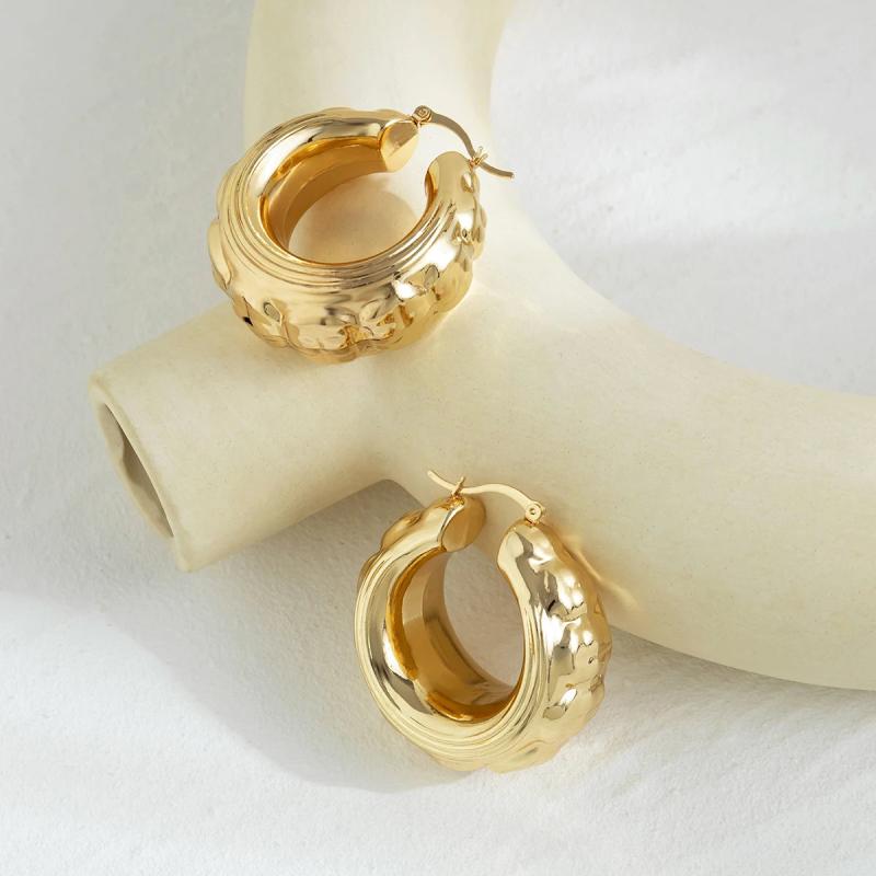 Chunky CCB Geometric Wheel Shape Hoop Earrings for Women