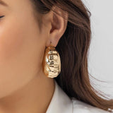 Chunky CCB Geometric Wheel Shape Hoop Earrings for Women