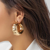 Chunky CCB Geometric Wheel Shape Hoop Earrings for Women