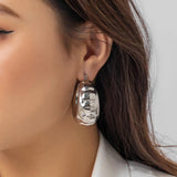 Chunky CCB Geometric Wheel Shape Hoop Earrings for Women