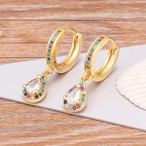 Evil Eye Hoop Earrings with Zircon Drop - Women's Jewelry Gift