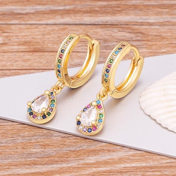 Evil Eye Hoop Earrings with Zircon Drop - Women's Jewelry Gift