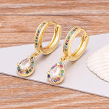 Evil Eye Hoop Earrings with Zircon Drop - Women's Jewelry Gift