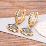 Evil Eye Hoop Earrings with Zircon Drop - Women's Jewelry Gift