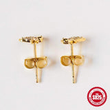 925 Silver CZ Bird Stud Earrings 18K Plated Vintage Jewelry