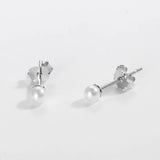 S925 Sterling Silver Stud Earrings Round Shell Simulated-pearl Plated Jewelry