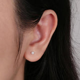 S925 Sterling Silver Stud Earrings Round Shell Simulated-pearl Plated Jewelry
