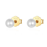 S925 Sterling Silver Stud Earrings Round Shell Simulated-pearl Plated Jewelry