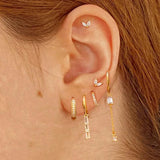 Zircon Hoop Earrings 925 Sterling Silver Needle Earrings