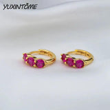 925 Silver Crystal Zircon Hoop Earrings Wedding Jewelry