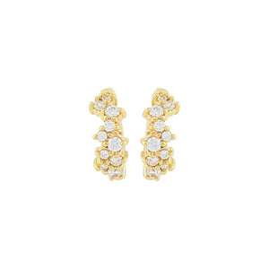 Plated Hoop Stud Earrings CZ Zircon Piercing Initial Chain Earrings Jewelry