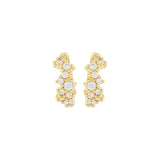 Plated Hoop Stud Earrings CZ Zircon Piercing Initial Chain Earrings Jewelry