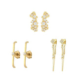 Plated Hoop Stud Earrings CZ Zircon Piercing Initial Chain Earrings Jewelry