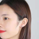 925 Sliver Rose Fish/Dolphin Earrings Zircon/Crystal