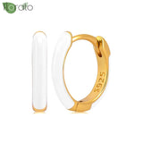925 Silver Minimalist Enamel Hoop Earrings for Women