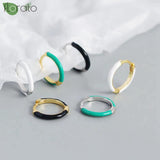 925 Silver Minimalist Enamel Hoop Earrings for Women