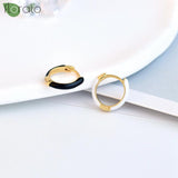 925 Silver Minimalist Enamel Hoop Earrings for Women