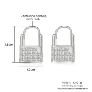 Ice Out Lock Shape CZ Earrings for Men
