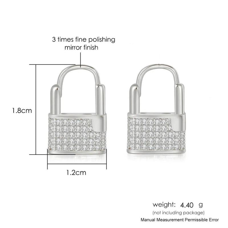 Ice Out Lock Shape CZ Earrings for Men