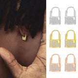 Ice Out Lock Shape CZ Earrings for Men