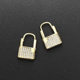 Ice Out Lock Shape CZ Earrings for Men