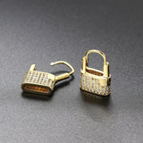 Ice Out Lock Shape CZ Earrings for Men