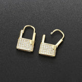 Ice Out Lock Shape CZ Earrings for Men