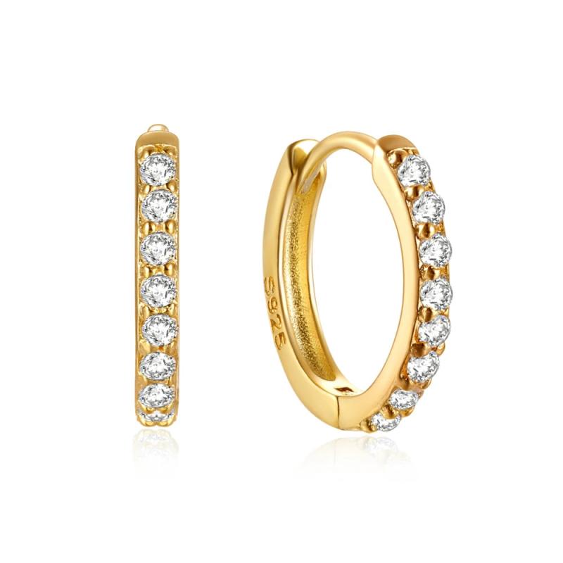 D Moissanite Hoop Earrings 925 Silver 18K Plated 6/7/8/9mm Classic Huggie
