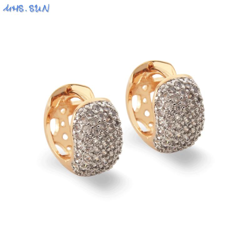 Sliver Plated Punk Hip Hop Hoop Earrings Multicolor Cubic Zircon