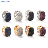 Sliver Plated Punk Hip Hop Hoop Earrings Multicolor Cubic Zircon