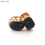 Sliver Plated Punk Hip Hop Hoop Earrings Multicolor Cubic Zircon