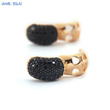 Sliver Plated Punk Hip Hop Hoop Earrings Multicolor Cubic Zircon