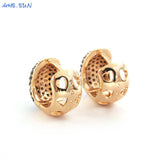 Sliver Plated Punk Hip Hop Hoop Earrings Multicolor Cubic Zircon