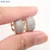 Sliver Plated Punk Hip Hop Hoop Earrings Multicolor Cubic Zircon