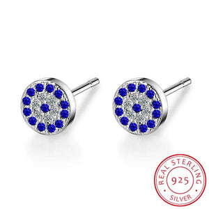925 Sterling Silver Evil Eye Stud Earrings Cz Turkey Lucky Rose Jewelry
