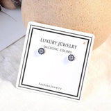 925 Sterling Silver Evil Eye Stud Earrings Cz Turkey Lucky Rose Jewelry