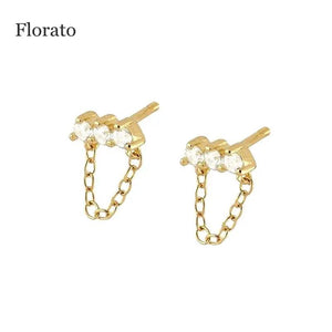 Crystal 925 Silver Zircon Stud Tassel Earrings CZ Women's Jewelry