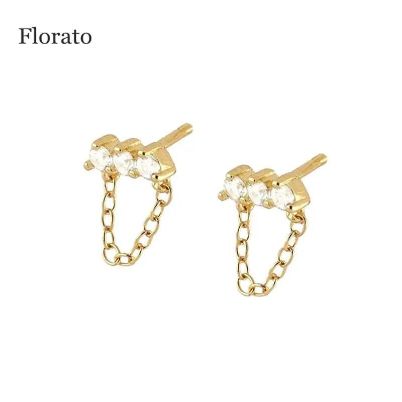 Crystal 925 Silver Zircon Stud Tassel Earrings CZ Women's Jewelry