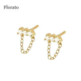 Crystal 925 Silver Zircon Stud Tassel Earrings CZ Women's Jewelry