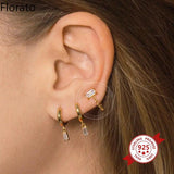 Crystal 925 Silver Zircon Stud Tassel Earrings CZ Women's Jewelry