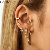 Crystal 925 Silver Zircon Stud Tassel Earrings CZ Women's Jewelry