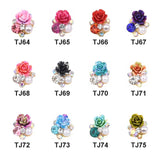 3D Nail Flowers Charms Silver Rose Rhinestones DIY Craft Decor
